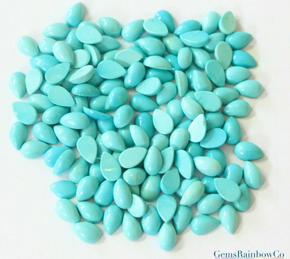 Natural Sleeping Beauty Turquoise pear cabochon 6x4mm to 10x7mm Arizona mines - Image 1 of 1