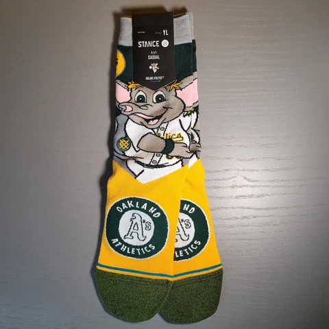 Stance MLB Oakland Athletics Mascot Casual Crew Socks Youth Large 3-5.5 Cover