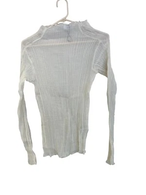 Massimo Dutti 女式上衣小号 S Ecru 纹理羊毛丝绸衬衫 5100/555 全新无标签 — 第 1/4 张图片