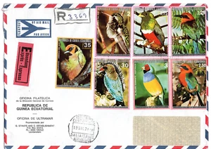 Stamps Equatorial Guinea, registered express FDC Birds to Madrid 1974 - Picture 1 of 2