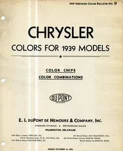 Original DU PONT Paint Chips Colors Chart 39 Chrysler Cars 1939 Royal New Yorker - Bild 1 von 3