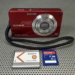 Sony Cyber-shot DSC-W560 14.1MP Digital Camera RED 4x Zoom Video - No Charger - Picture 1 of 9