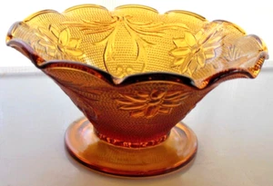 Tiara Indiana Glas Bernstein Sandwich gekräuselt Fuß 6" Schüssel - Bild 1 von 8