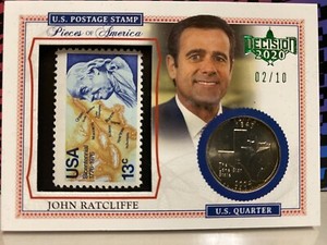 2020 DECISION JOHN RATCLIFFE STAMP / QUARTER "GREEN " CARD #POA-30 ~/10