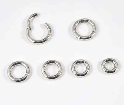 12g-00g 8-22m Hinged Segment Ring Heavy Gauge Earing Sleeper Septum Clicker Hoop - Image 1 of 4