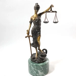 Vintage Blind Justice Bronze Statue on marble base - Picture 1 of 18