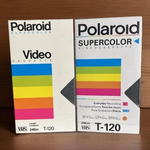 Retro Polaroid T-120 VHS Blank Tapes Supercolor (SEALED) x2 - Free Shipping - Picture 1 of 4