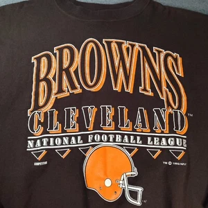 Vintage Cleveland Browns Sweatshirt L 90s Helmet Logo Graphic Tultex NFL - Picture 1 of 10