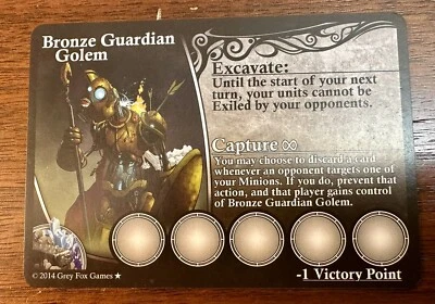 Tarjeta promocional Conquest of Speros artefactos antiguos bronce guardián golem nunca jugada Foto 1 de 2