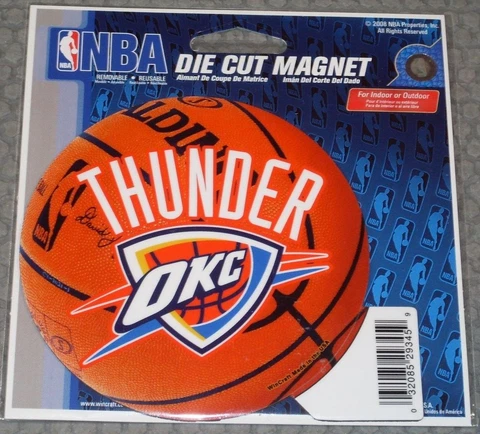 NBA Oklahoma City Thunder 4 inch Auto Magnet Logo on Basketball by WinCraft Cover