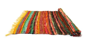 4X6 FT Handmade Bohemian Cotton Chindi Rug Floor Decor Rug Runner Door Mat Rug - Picture 1 of 8