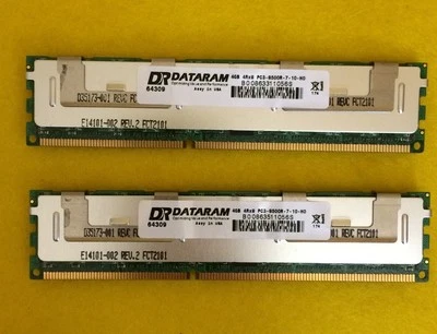 8GB Kit 2 X 4GB DATARAM  4Rx8  PC3-8500R DDR3 B00863511056S - Image 1 of 2