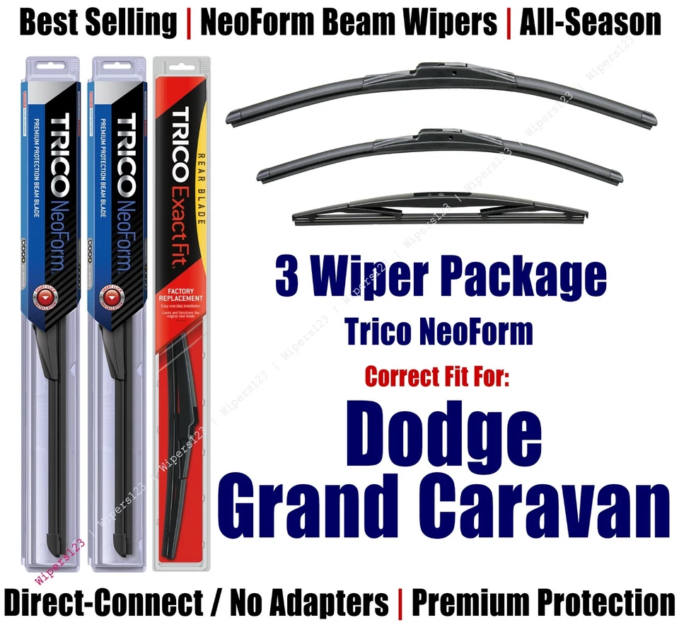 Limpiaparabrisas delantero y trasero NeoForm 3pk apto para Dodge Grand Caravan 16260/200/16E 2008-2009 Foto 1 de 1