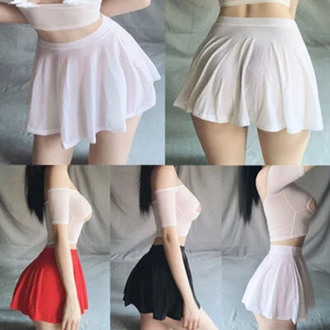 Women's Sexy High Waist A-line Skater Mini Skirt Pleated Short Skirts Clubwear - Picture 1 of 22
