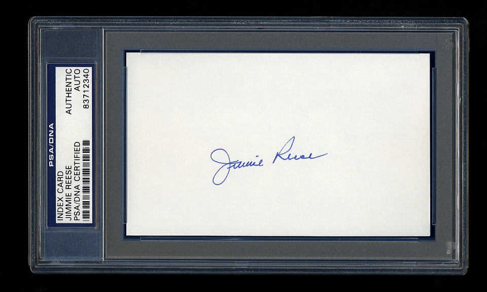JIMMIE REESE SIGNED INDEX CARD MINT PSA/DNA SLABBED AUTOGRAPHED YANKEES ANGELS - Image 1 of 1