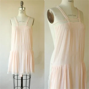 Vintage 1920s Step In Slip Camisole, Blush Pink Silk Slip Teddy Nightie, Mesh - Picture 1 of 10