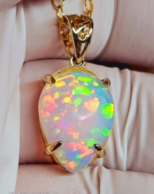 Ciondolo opale di fuoco naturale fidanzamento bellissimo pendente opale in ar... - Immagine 1 di 4
