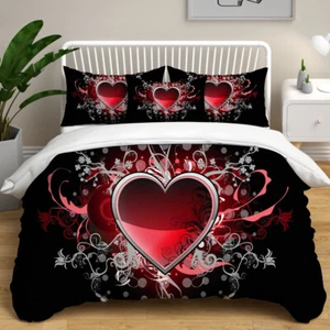 Juego de cama funda nórdica edredón tamaño doble completo Queen King para día de San Valentín - Imagen 1 de 19