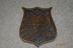 1980 OLYMPIC BRASS PAPER WEIGHT - Picture 1 of 2