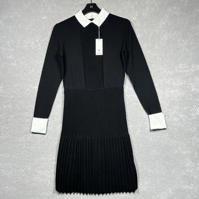 Tory Burch Sabina Dress Women’s XS Black Pleated Classic Career Wear $348 NEW! - Image 1 of 4
