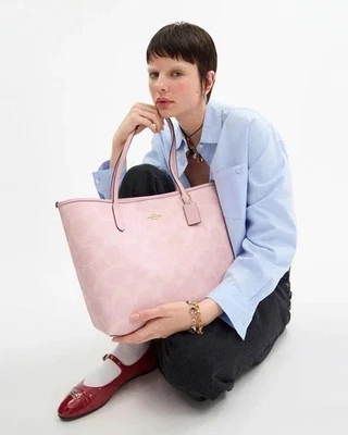 Bolsa tote City assinatura lona pó rosa saída CAL49 NOVA - Imagem 1 de 4