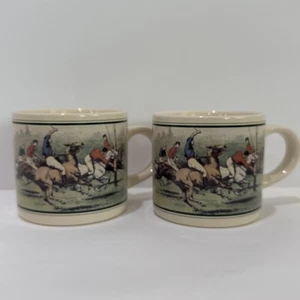 Vtg Ralph Lauren Polo Player Equestrian Horse (2) Coffee Mugs Cups Made In Korea - Picture 1 of 16