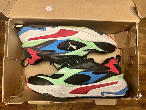 Ottime condizioni taglia 11 5 PUMA RS Fast nero verde elettrico