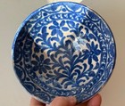 Antique Fajalauza bowl (6 inch lebrillo, Spain ), blue and white flower motif