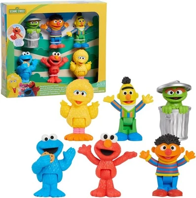 JUST PLAY Sesame Street Neighborhood Friends Figures 6 Pack Bert Ernie - Brand New in Box