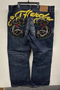 Jeans vintage Ed Hardy talla 44 Christian Audigier Y2K estrás serpiente - Imagen 1 de 16