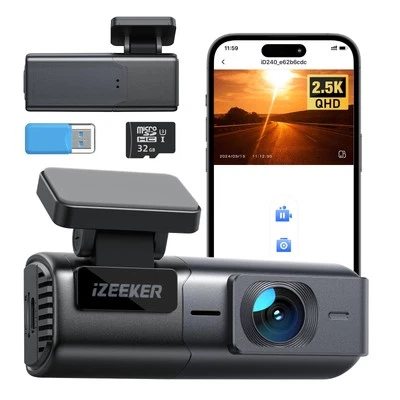 Dash Cam 2.5K 1440P iZEEKER WiFi Car Camera Recorder Front Cam 32GB Card Night V
