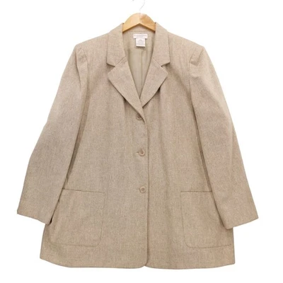Chaqueta Blazer Worthington Mujer 100% Lana 22W Beige Ropa de Trabajo Profesional Foto 1 de 4