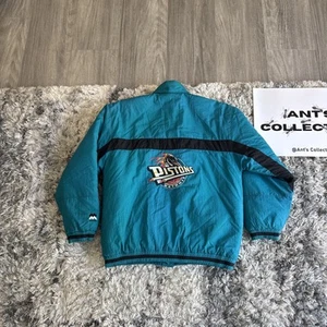 Vintage 90’s Adult CUT TAG Mighty Mac Detroit Pistons NBA Blue Puffer Jacket Y2K - Picture 1 of 19