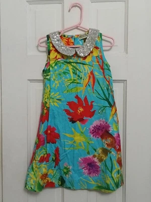 Vestido Sophie Catalou Nuevo con Etiquetas Niñas Brillo Tallas 6 Estampado Floral Sin Mangas Verano C8 Foto 1 de 4