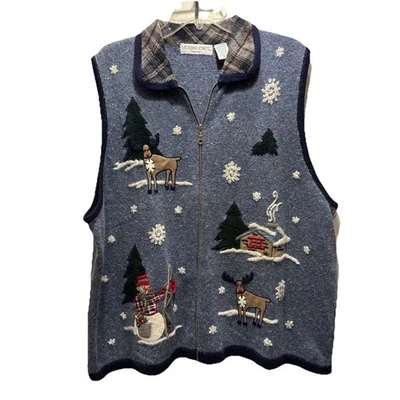 Victoria Jones Mezcla Angora Reno Muñeco de Nieve De Colección Navidad Suéter Chaleco Talla 3X Foto 1 de 4