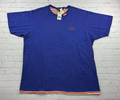 Новый с Ярлыками винтажный начале 90-х Polo Sport Ralph Lauren футболка с надписью в полоску - Sz XL - Изображение 1 из 4