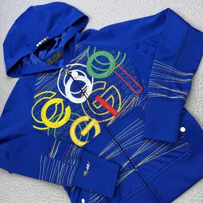 Coogi Sudadera con Capucha Juvenil Pequeña Azul Cremallera Completa Multicolor Logo Chaqueta Bordada Foto 1 de 4