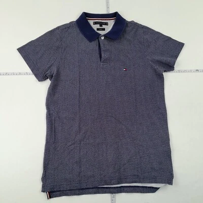 Tommy Hilfiger Polo Pequeño Azul Micro Estampado Para Hombre Slim Fit Cuello ... - Imagen 1 de 4