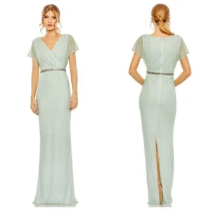 Vestido Embellecido Mac Duggal 93994 Cuerpo Surplice Talla 4 - Imagen 1 de 12