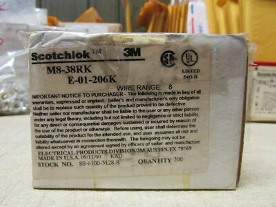 3M M8-38RK 8 Awg Non-Insulated Ring Terminal 3/8" Stud 200 Pack - Image 1 of 2