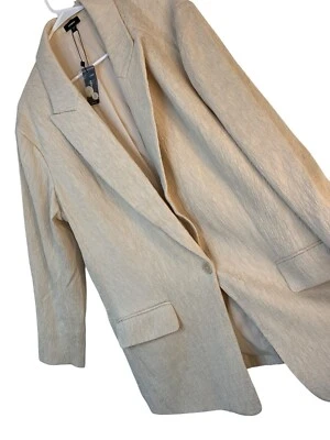 Blazer Express para mujer con un solo botón texturizado XL beige mezcla de rayón/nylon 9037 Foto 1 de 4