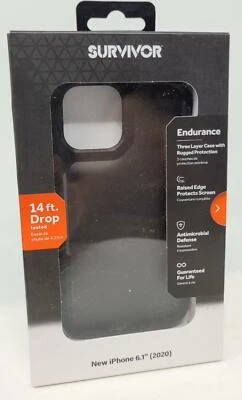 Funda Griffin Survivor Endurance con iPhone 12 y iPhone 12 Pro (6,1") - Negra Foto 1 de 2