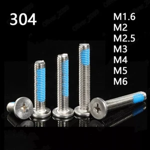 304 Stainless Steel Phillips Utrathin Flat Head With Blue Patch Lock Screw M2-M6 - Picture 1 of 10