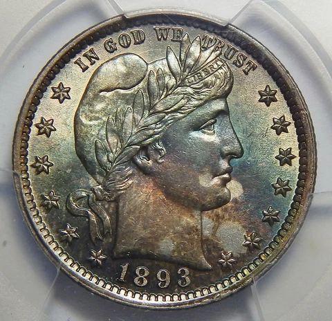 1893 PCGS MS63 BARBER QUARTER Cover