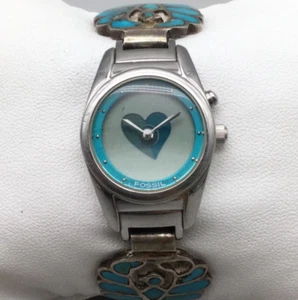 Fossil Big Tic Watch Women ES-1130 24mm Signed Native American Band New Battery - Picture 1 of 15