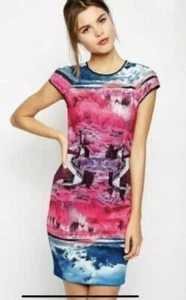 TED BAKER ISMAY ROAD TO NOWHERE SCUBA STRETCH BLEISTIFTKLEID GRÖSSE 2 UK 10 Sehr guter Zustand A4 - Bild 1 von 11