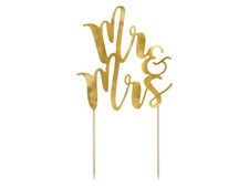Cake topper / inserto torta ''Mr Mrs'', oro / argento / nero, 25,5 cm, matrimonio