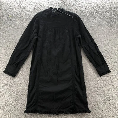 Vestido J Crew Mujer Extra Pequeño Negro Floral Encaje Manga Larga Cuello Alto Túnica Foto 1 de 4