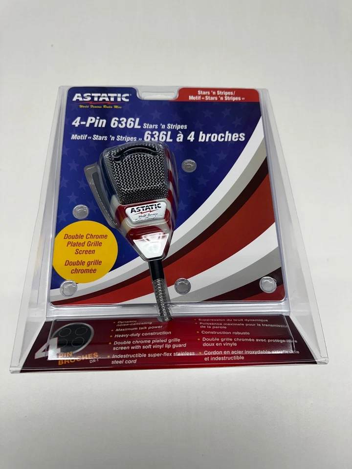 ASTATIC 636L  AMERICAN FLAG STARS 'n STRIPES CB Ham Radio Microphone 4 Pin mic - Image 1 of 2
