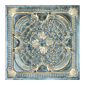 Chalk painted ceiling tile Embossed wall panel for Saloon PL31 Bluish gold 10pcs - Picture 1 of 17